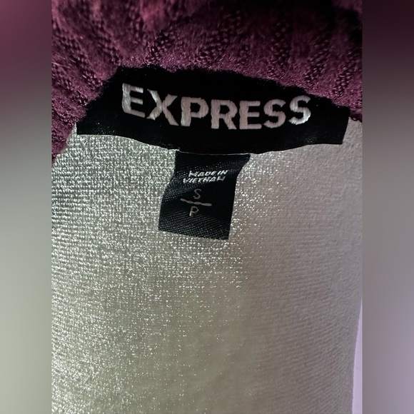 Express Burgandy Ribbed Ruffle Long Sleeve High Neck Dress, Size S - Picture 8 of 9